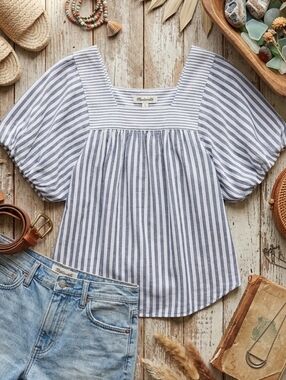 Madewell Square-Neck Butterfly Sleeve Top
